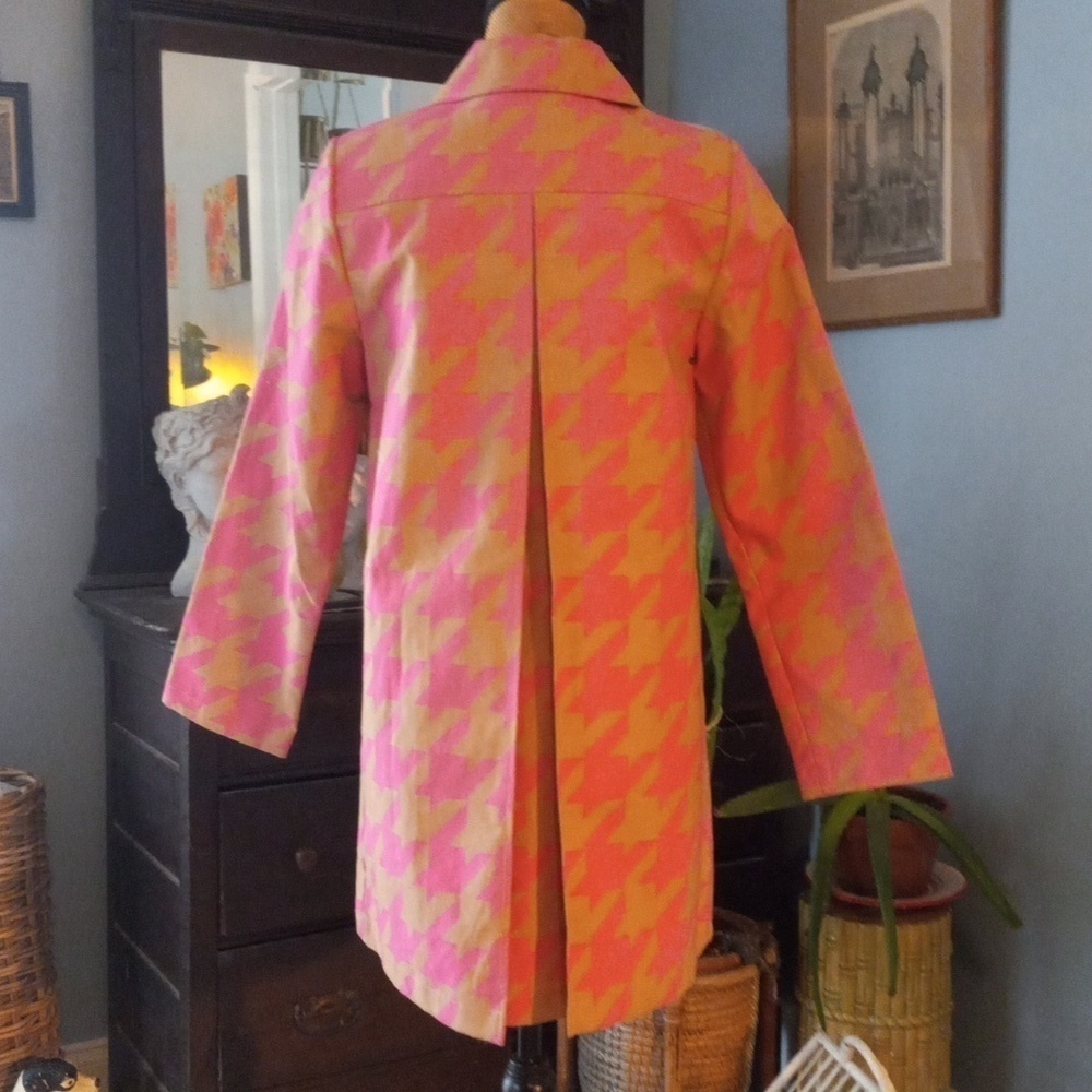 Isaac Mizrahi Target 20th Anniversary Collection Pink & Tan Houndstooth Trench - Picture 7 of 16
